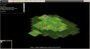 A screenshot from FreeCiv showing the world map in an individual campaign.