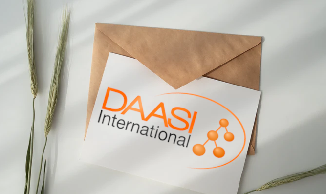 Bild: Briefumschlag, Brief mit DAASI International Logo
