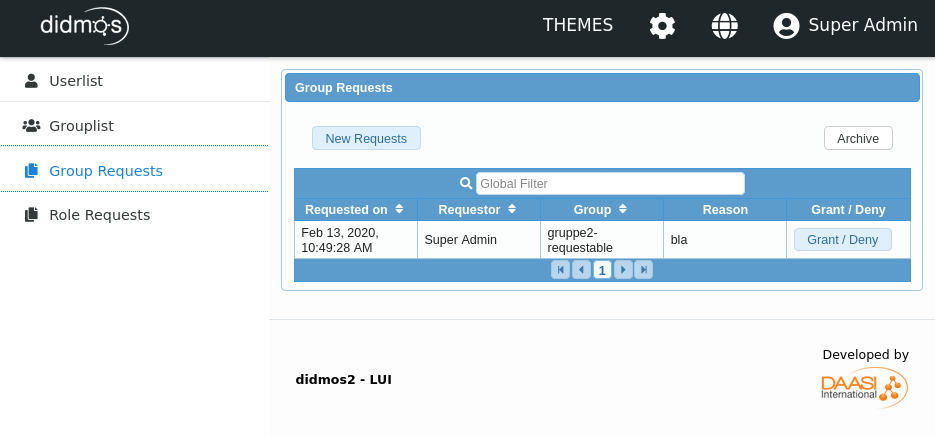 Screenshot: group request in didmos